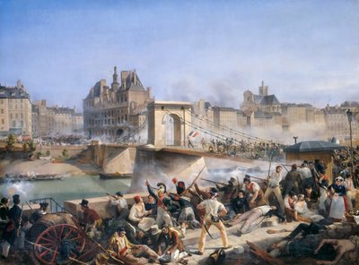 ホテル・ド・ヴィル襲撃とポン・ダルコールでの戦闘、1830年7月28日 作： Amédée Bourgeois