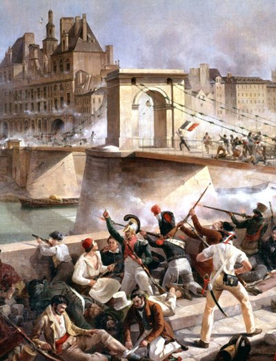アルコレ橋、7 月 28 日のパリ市庁舎のキャプチャ 作： Amédée Bourgeois