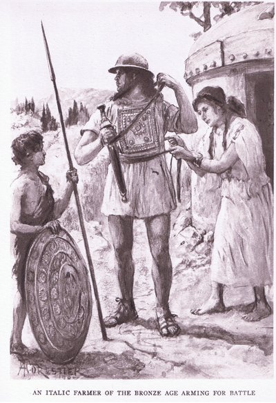 青銅器時代のイタリック人の農夫（「ローマの兵士」の挿絵 作： Amedee Forestier