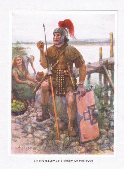 タインのフェリーでの付属品、1928年のローマの兵士のイラスト 作： Amedee Forestier