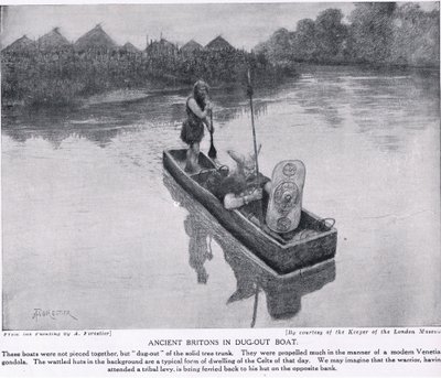 掘り出された船の古代英国人、「ハッチンソンの国家の歴史」、1910年頃のイラスト 作： アメディー・フォレスティエ