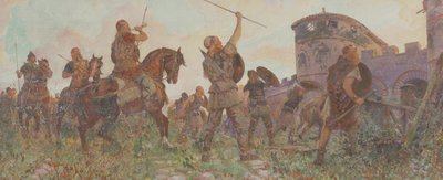 ロンドンへのサクソン人の到着、西暦530年頃、1912年頃 作： Amedee Forestier