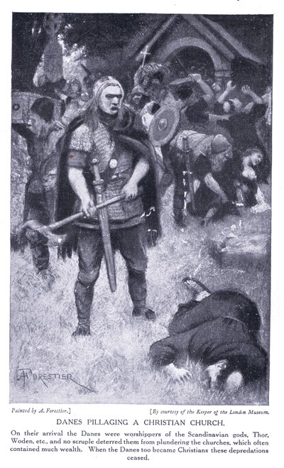 1920年代のキリスト教教会を略奪するデンマーク人 作： Amedee Forestier