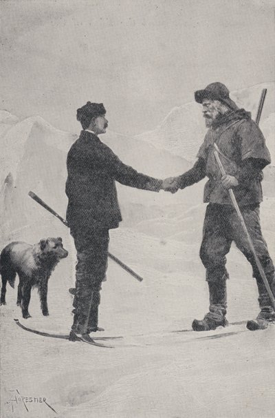 極地探検家の会合フレデリックジョージジャクソンとフリチョフナンセン、フランツヨーゼフランド、1896年 作： Amedee Forestier
