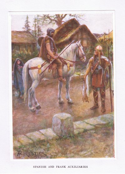 スペインとフランクの助剤、イラスト、ローマの兵士、1928年から 作： Amedee Forestier