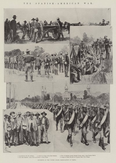 米西戦争、タンパでの米国の動員事件 作： Amedee Forestier