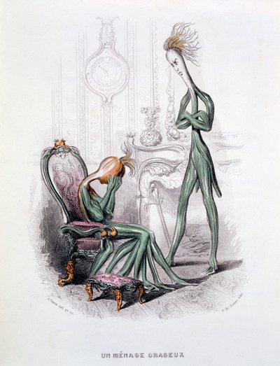 嵐の世帯、「L&39;Empire des Legumes Memoires de Curcurbitus」のイラスト、1851年発行（手描きの彫刻） 作： Amedee Varin
