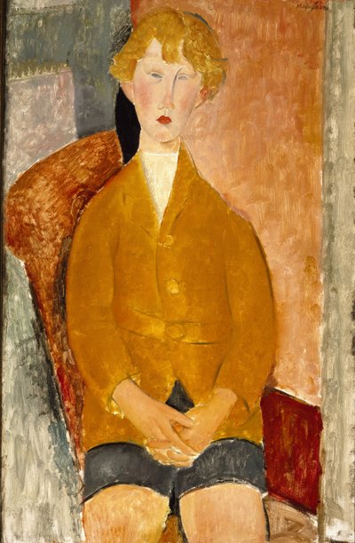 ショートパンツの少年、1918年頃（キャンバスに油彩） 作： Amedeo Modigliani