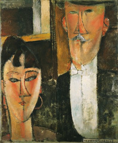新郎新婦 - アメデオ・モディリアーニ（1884-1920）の絵画 - 1915-1916 - 油彩・キャンバス - 55x46 - (c) ニューヨーク近代美術館 作： Amedeo Modigliani