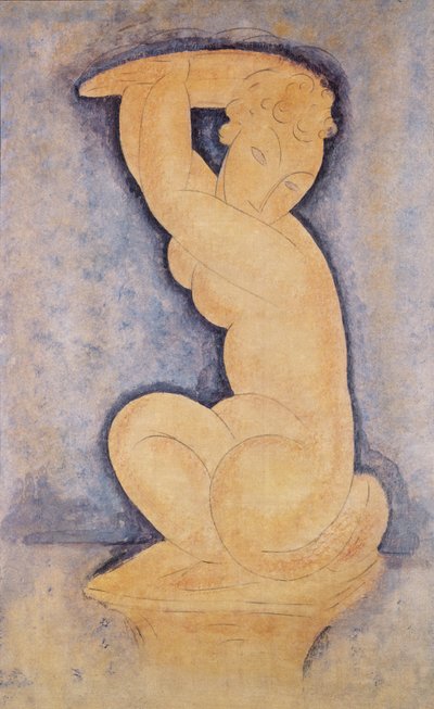 カリャティド、1914年（鉛筆とトイレ） 作： Amedeo Modigliani