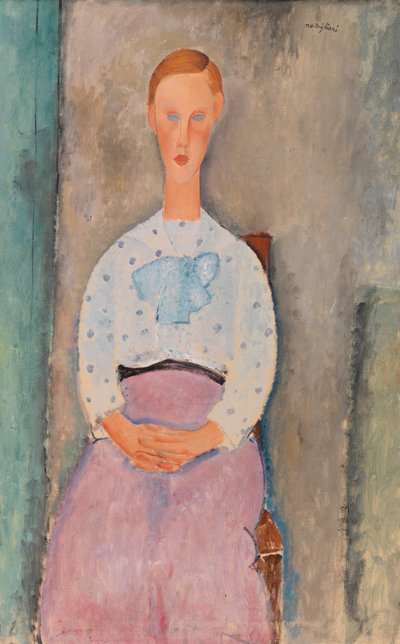 水玉模様のブラウスを着た少女 作： Amedeo Modigliani