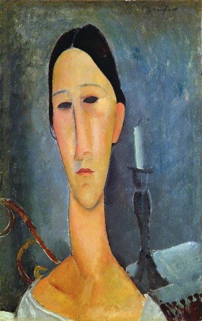 ろうそく足のハンカズボロフスカ、1919年 作： Amedeo Modigliani
