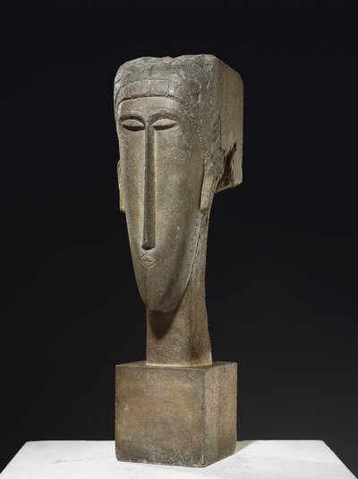 頭、c.1910-12（石灰岩） 作： Amedeo Modigliani