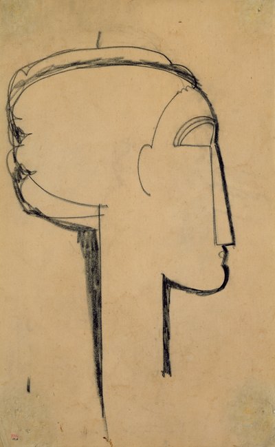 プロフィール（ヘッドに木炭） 作： Amedeo Modigliani