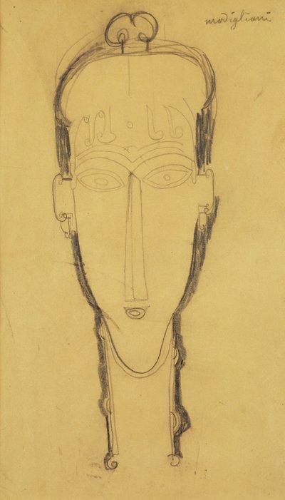 ヘッドドレスのキャリヤードの頭、1911年 作： Amedeo Modigliani