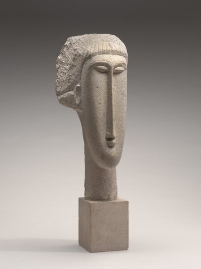 女性の頭、1910〜1911年（石灰岩） 作： Amedeo Modigliani