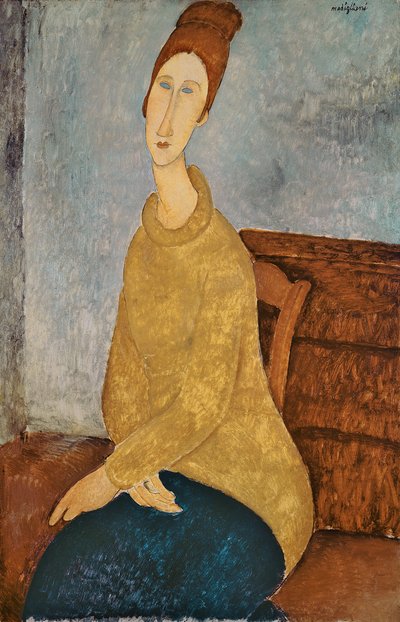 イエロージャンパーのジャンヌヘブテルン、1918年〜19年 作： Amedeo Modigliani