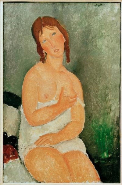 座っている若い女性 作： Amedeo Modigliani