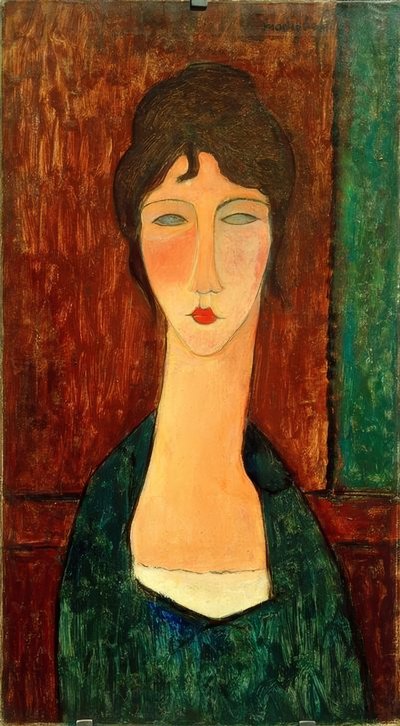 茶色の髪の若い女性（Elvira） 作： Amedeo Modigliani