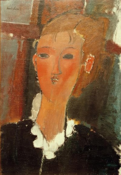 ホワイトカラーの若い女性 作： Amedeo Modigliani