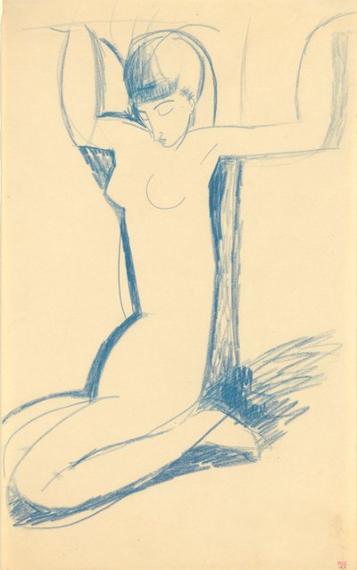 ひざまずく青いCaryatid、c。 1911 作： Amedeo Modigliani