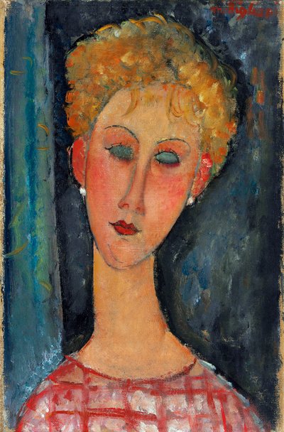 イヤリングを持つブロンド、1918〜1919年 作： Amedeo Modigliani