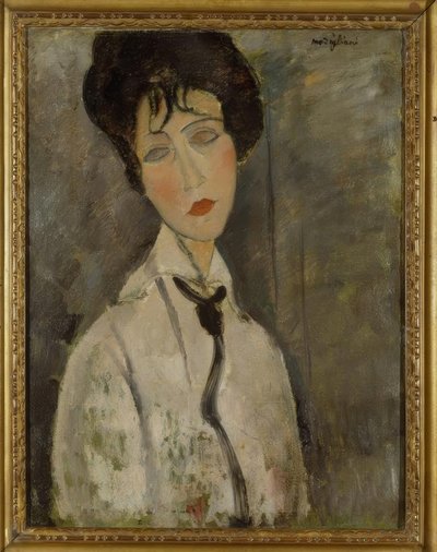 黒のネクタイを持つ女性 作： Amedeo Modigliani