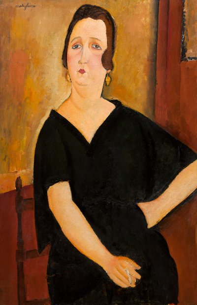 マダムアメデ（タバコを持った女性）1918年（帆布に油彩） 作： Amedeo Modigliani