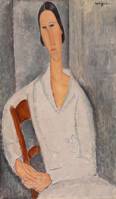 椅子にもたれるマダム・ハンカ・ズボロフスカ 作： Amedeo Modigliani