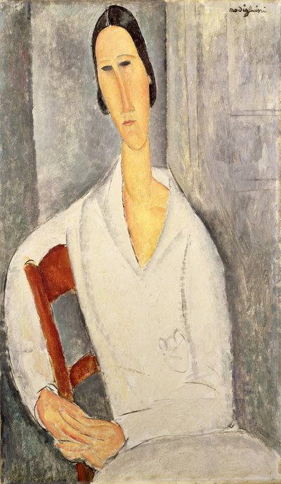 マダムハンカズボロフスカ椅子に寄りかかって1919年（キャンバスに油彩） 作： Amedeo Modigliani