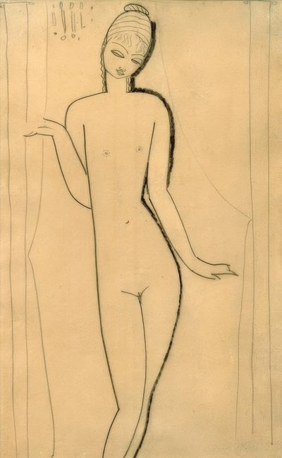 裸の若い女の子-caryatid 作： Amedeo Modigliani