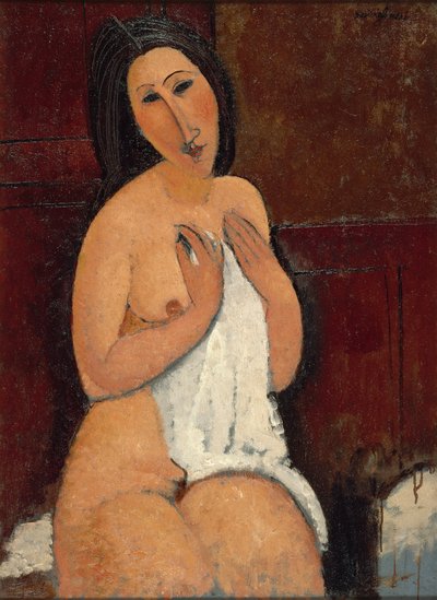 シャツを着たヌードの着席、1917年。 作： Amedeo Modigliani