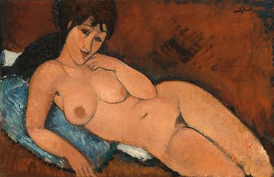 青いクッションのヌード 作： Amedeo Modigliani