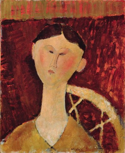 ヘイスティングス夫人の肖像、1915年（段ボールに油彩） 作： Amedeo Modigliani