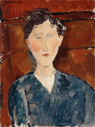 ブルーブラウスを着た女性の肖像、c.1916 作： Amedeo Modigliani