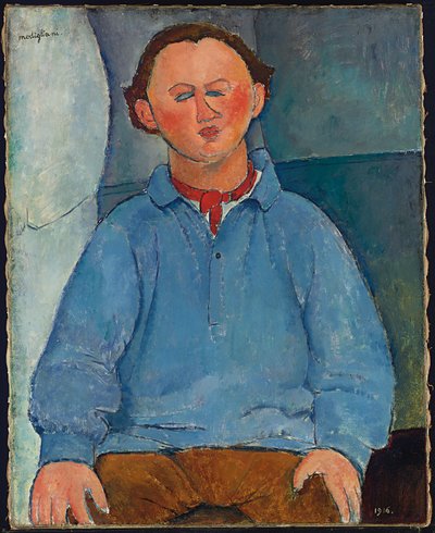 彫刻家オスカー・ミエシュチャニノフの肖像、1916 作： Amedeo Modigliani