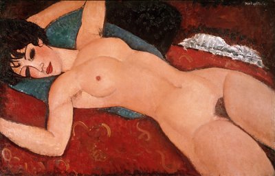 リクライニング・ヌード（赤い裸婦） 1917-18 （油彩・カンヴァス） 作： Amedeo Modigliani
