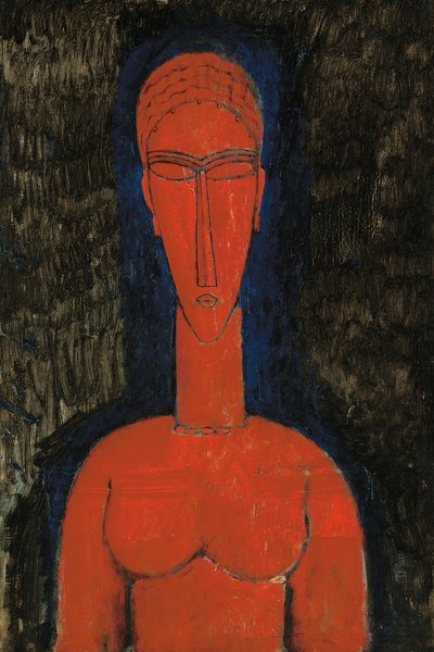 レッドバスト、カリアティード、1913 作： Amedeo Modigliani