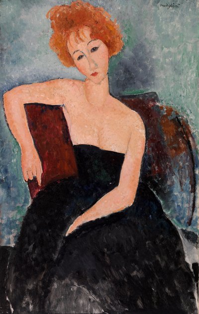 イブニングドレスを着た赤毛の女の子 作： Amedeo Modigliani