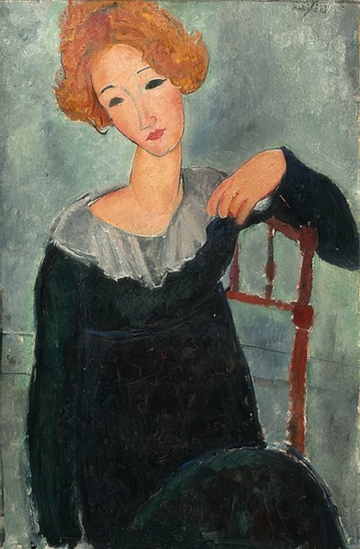 赤髪の女性。 1917 作： Amedeo Modigliani