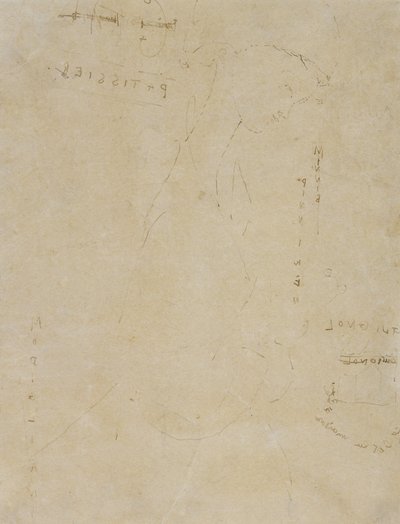ペストリーショップでのミニーピニケンのスケッチ（ペンとインクの織り紙） 作： Amedeo Modigliani