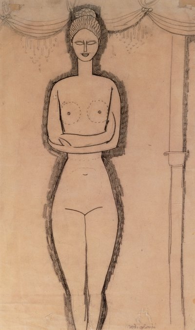 立ち裸（紙に鉛筆） 作： Amedeo Modigliani