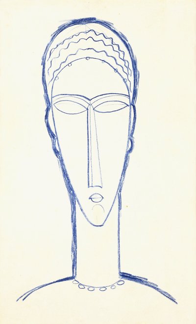 彫刻の頭の研究、1911年 作： Amedeo Modigliani
