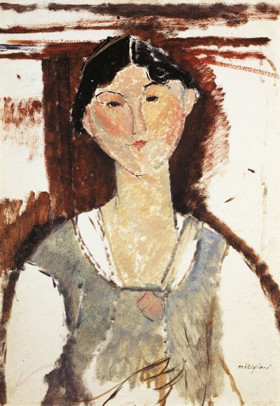 アメデオ・モディリアーニ（1884-1920）によるベアトリーチェ・ヘイスティングスの肖像画のための習作、厚紙に油彩、69x49cm 作： Amedeo Modigliani