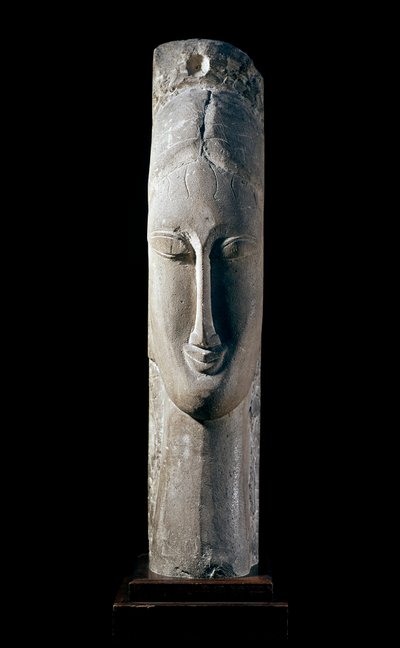Testa di donna.女性の頭。アメデオ・モディリアーニ（1884-1920）の彫刻 作： Amedeo Modigliani