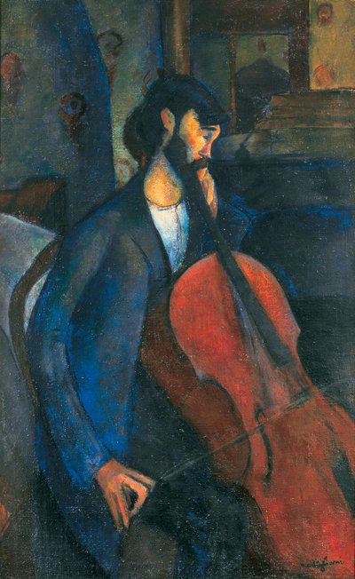 チェリスト、1909 作： Amedeo Modigliani