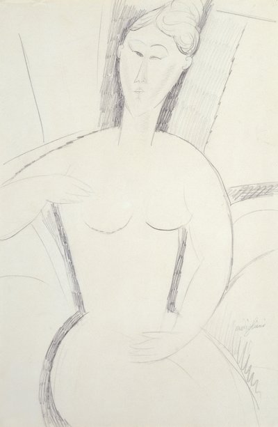 座る女性（鉛筆） 作： Amedeo Modigliani