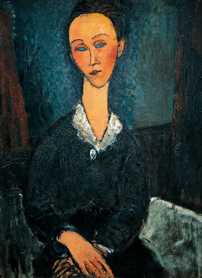 白い襟の女性、Lunia Czechowskaのポートレート 作： Amedeo Modigliani