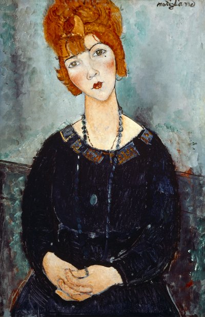 ネックレスを持つ女性、1910 作： Amedeo Modigliani