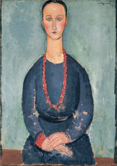 赤いネックレスの女1918 作： Amedeo Modigliani